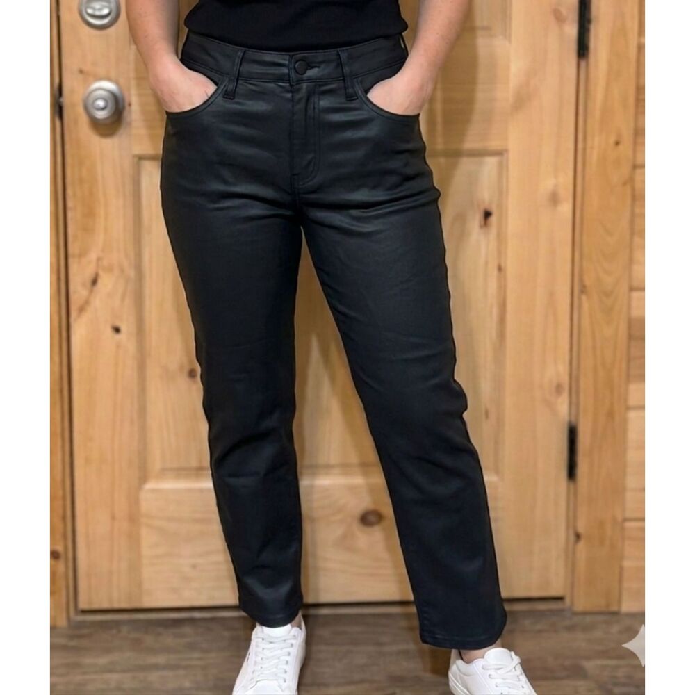 Edgely Black Coated Slim Straight High Waisted Jeans Size 8 EUC